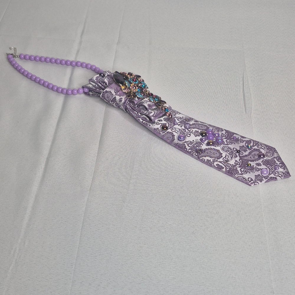 Handcrafted Luxury Fashion Necktie Necklace ๐ฟ (PURPLE - LICIOUS) - Picture 14 of 14